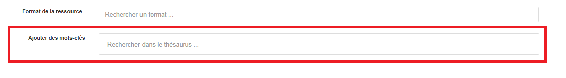 Copie d'écran d'ajouter des mots-clés
