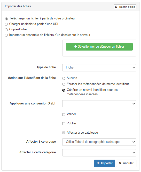 Copie d'écran du fen^tre de selection